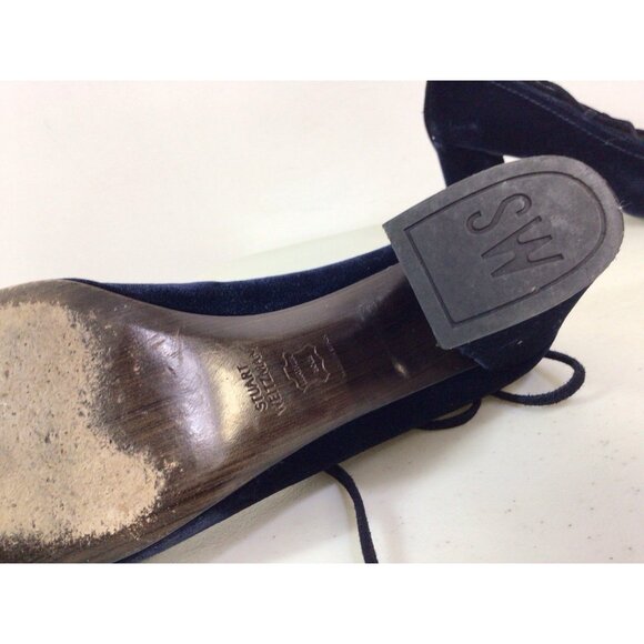 Stuart Weitzman Blue Velvet Heels Lace Up Womens 9 - Picture 10 of 10